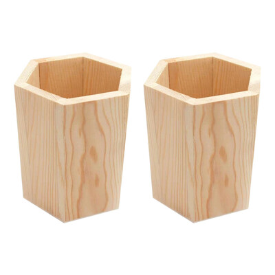 2 бр. Боров държач за химикалки Органайзери за канцеларски материали Предмети за съхранение Дървена сукулентна саксия Настолен държач за писалка Офис Декор за саксии