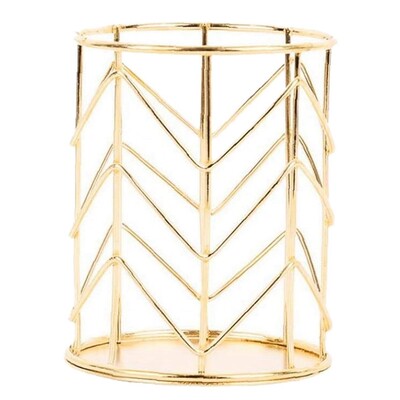 Kuldne õõnes pliiatsihoidja Multifunktsionaalne metallist pliiatsihoidja meigipintslihoidja Kodukontori lauakaunistus