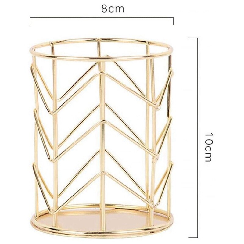 Kuldne õõnes pliiatsihoidja Multifunktsionaalne metallist pliiatsihoidja meigipintslihoidja Kodukontori lauakaunistus