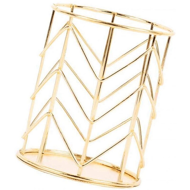 Kuldne õõnes pliiatsihoidja Multifunktsionaalne metallist pliiatsihoidja meigipintslihoidja Kodukontori lauakaunistus