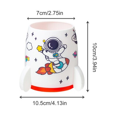 Držač za raketnu olovku Kutija za pohranu kista za šminku Držač za olovku velikog kapaciteta Estetska čašica za olovku u obliku rakete s naljepnicom astronauta