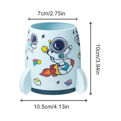 Držač za raketnu olovku Kutija za pohranu kista za šminku Držač za olovku velikog kapaciteta Estetska čašica za olovku u obliku rakete s naljepnicom astronauta