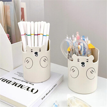 Bear Stand Holder Cute Cartoon Simple Desktop Makeup Brush Storage Θήκη κινητού τηλεφώνου Θήκη στυλό Φοιτητικά προμήθειες Οργανωτής γραφείου