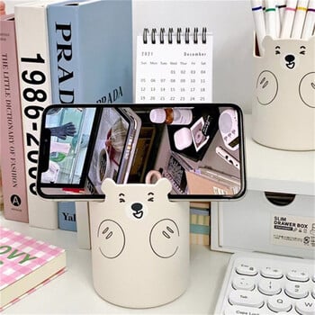 Bear Stand Holder Cute Cartoon Simple Desktop Makeup Brush Storage Θήκη κινητού τηλεφώνου Θήκη στυλό Φοιτητικά προμήθειες Οργανωτής γραφείου