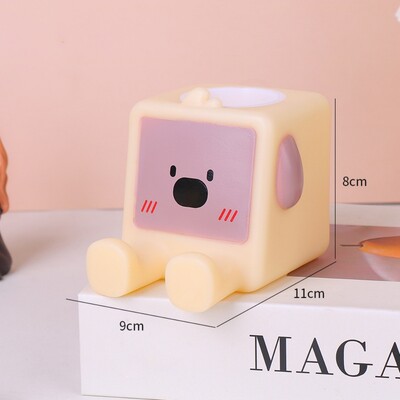 Мини карикатура във формата на животно Държач за писалка Настолни канцеларски материали Съхранение на молив Орнаменти Декорация Многофункционална стойка за мобилен телефон