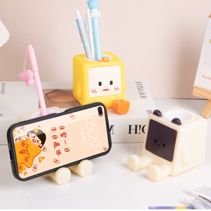 Mini animacinių filmų gyvūno formos rašiklio laikiklis Stalinis raštinės reikmenys Pieštukų laikymo papuošalai Dekoracija Daugiafunkcis mobiliojo telefono stovas