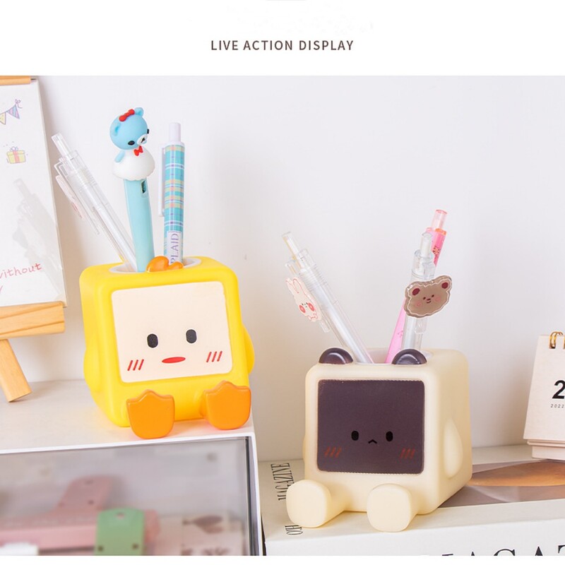 Mini animacinių filmų gyvūno formos rašiklio laikiklis Stalinis raštinės reikmenys Pieštukų laikymo papuošalai Dekoracija Daugiafunkcis mobiliojo telefono stovas