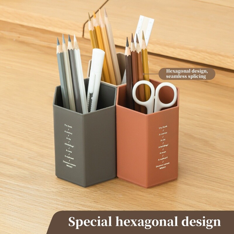 Kvadratni plastični šesterokutni držač olovke velikog kapaciteta, stolna kutija za pohranu, uredski stolni držač olovke, školski uredski pribor