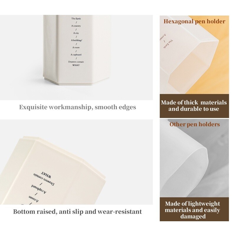 Kvadratni plastični šesterokutni držač olovke velikog kapaciteta, stolna kutija za pohranu, uredski stolni držač olovke, školski uredski pribor