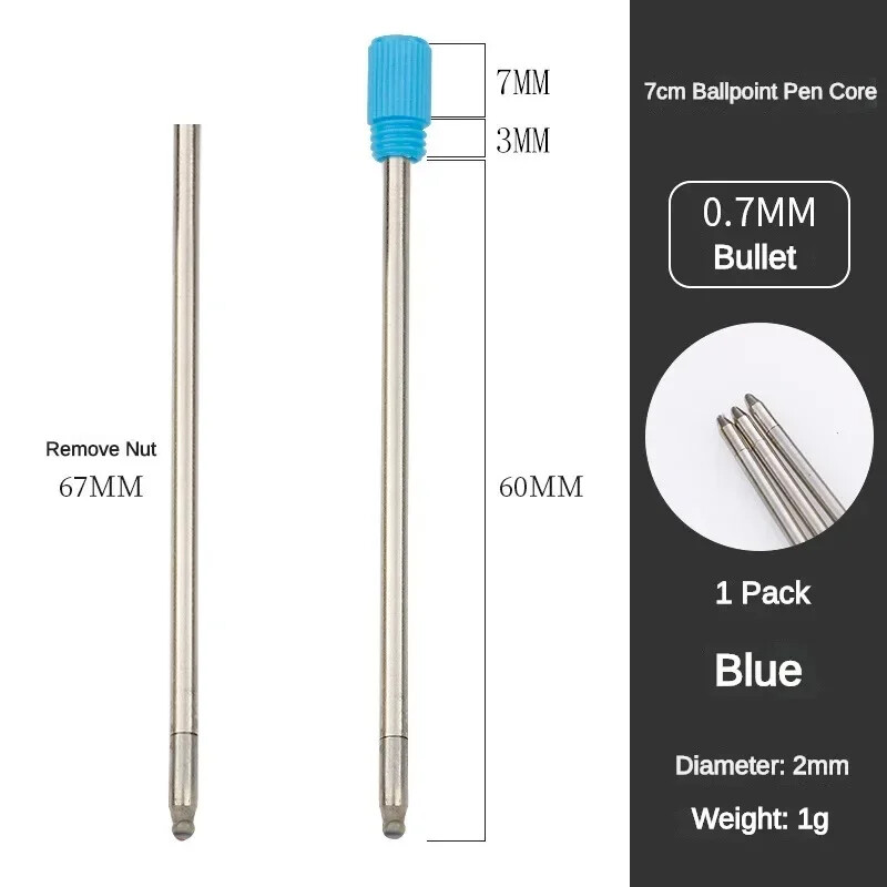 5/10/20/50 vnt. 7 cm ilgio metalinio rašiklio užpildas, skirtas krištolo deimantų tušinukų kasetės šerdies raštinės reikmenims mokykliniams reikmenims