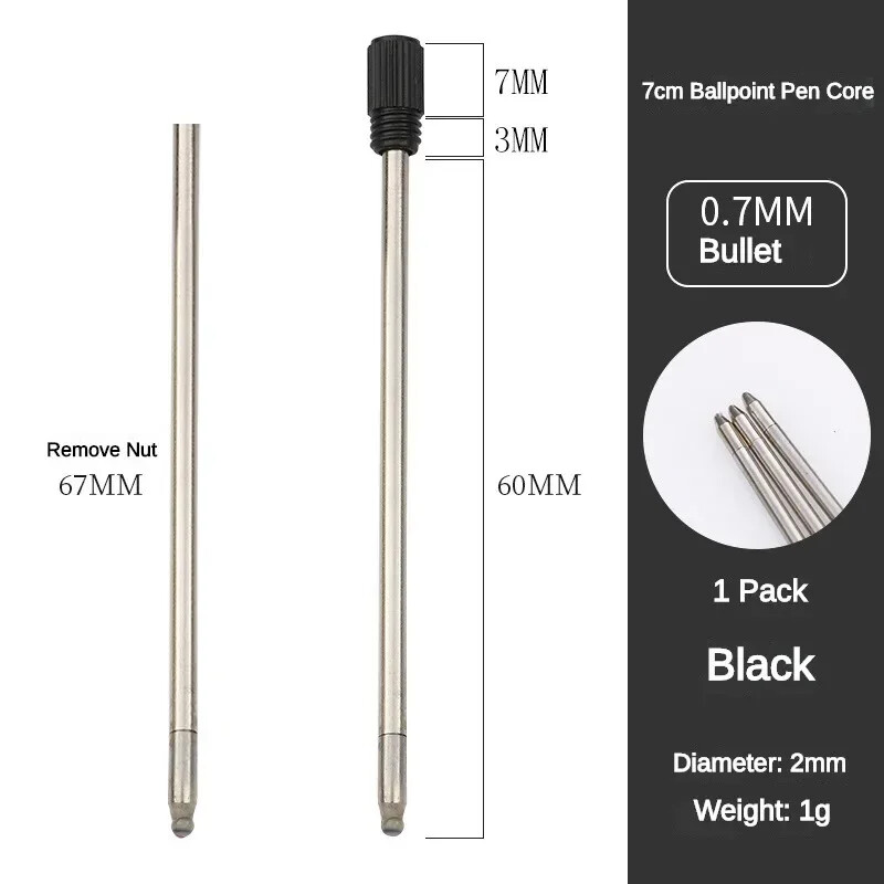 5/10/20/50 vnt. 7 cm ilgio metalinio rašiklio užpildas, skirtas krištolo deimantų tušinukų kasetės šerdies raštinės reikmenims mokykliniams reikmenims