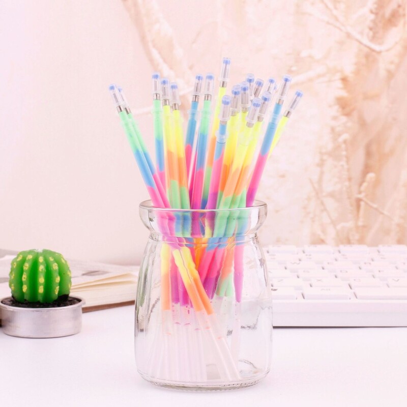 Lytwtw biuro gelio rašiklis 6 viename spalvotas vaivorykštinis rašiklis, užpildomas rašalu mokyklos biuro rašymo įrankio raštinės reikmenys