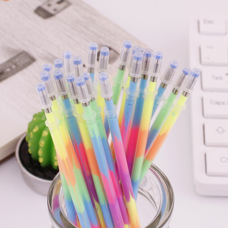 Lytwtw biuro gelio rašiklis 6 viename spalvotas vaivorykštinis rašiklis, užpildomas rašalu mokyklos biuro rašymo įrankio raštinės reikmenys