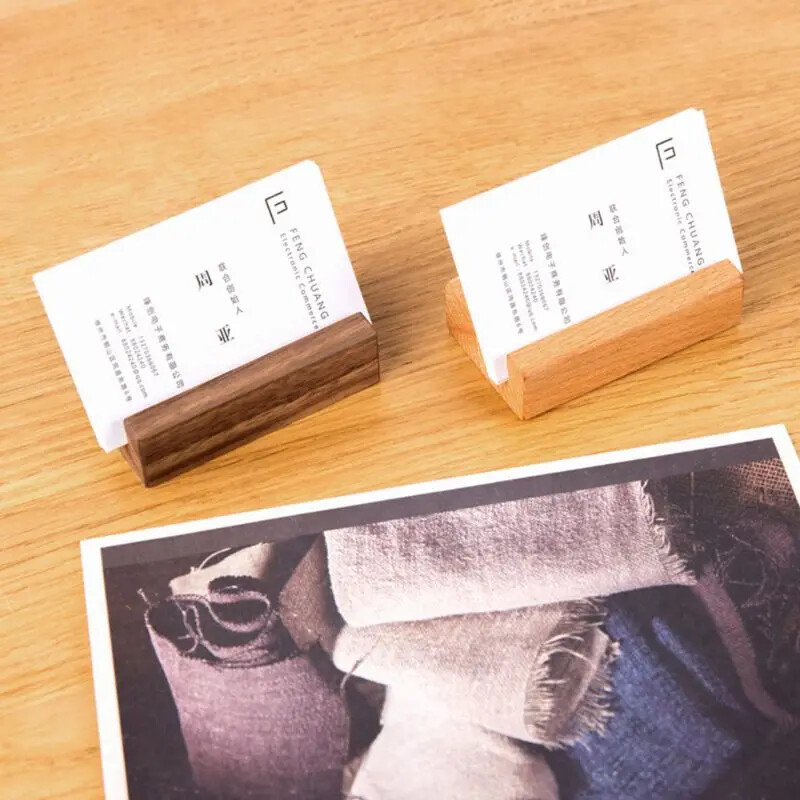Suport pentru cărți de vizită din lemn de nuc negru de fag Birou de birou Suport foto din lemn Agrafe de memorare pentru nume Depozitare Decor pentru petreceri