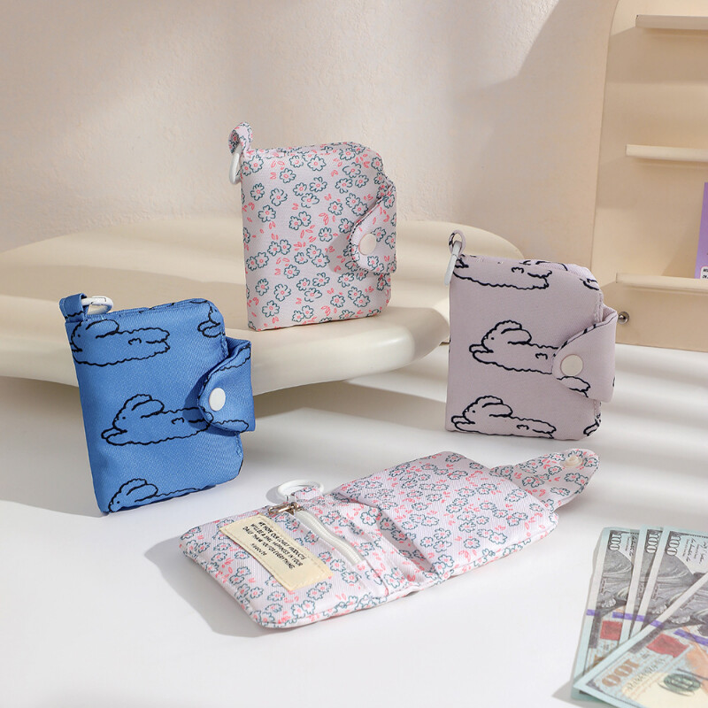 1 kom. u korejskom stilu, ljupko cvijeće, višeslojne torbe za kartice od crtane tkanine, mini torbica za pohranu, privjesak, privjesak za studentski poklon