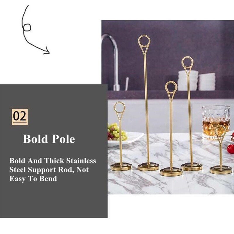 Kreativni Okrugli fotokopča od nehrđajućeg čelika Držač kartice Držač stola Držač broja Stezaljka Stalak za papir Birthday Party Desktop Decor