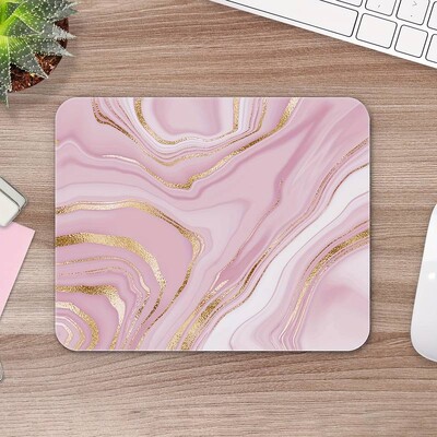 Roosa kullast marmorist hiirematt Premium-tekstuuriga väike hiirematt veekindel libisemiskindel kummialus kontoritööks arvuti hiirematt