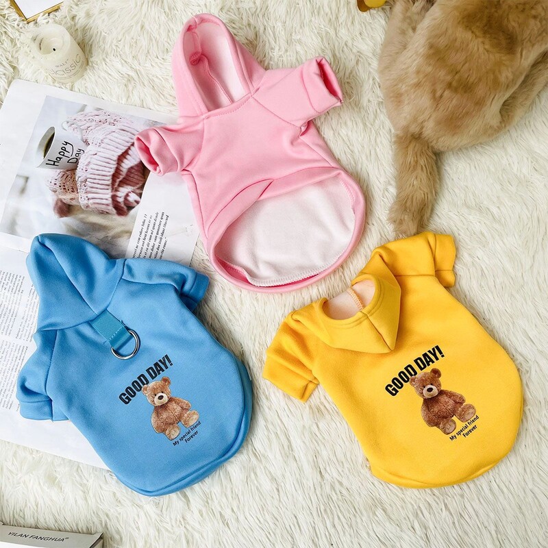 Pjegavi medvjed ljubimac Jesenska i zimska odjeća pas mlijeko svila plus džemper s kapuljačom od baršuna mačka i pas s olovnom kopčom