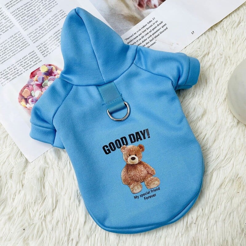 Pjegavi medvjed ljubimac Jesenska i zimska odjeća pas mlijeko svila plus džemper s kapuljačom od baršuna mačka i pas s olovnom kopčom