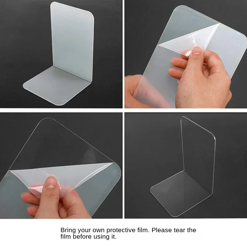 1PC Prozirni akrilni držač za knjige Stalak Polica za knjige Stolna ploča Ukrasni stalak za pohranu Držač za knjige Organizator Školski pribor
