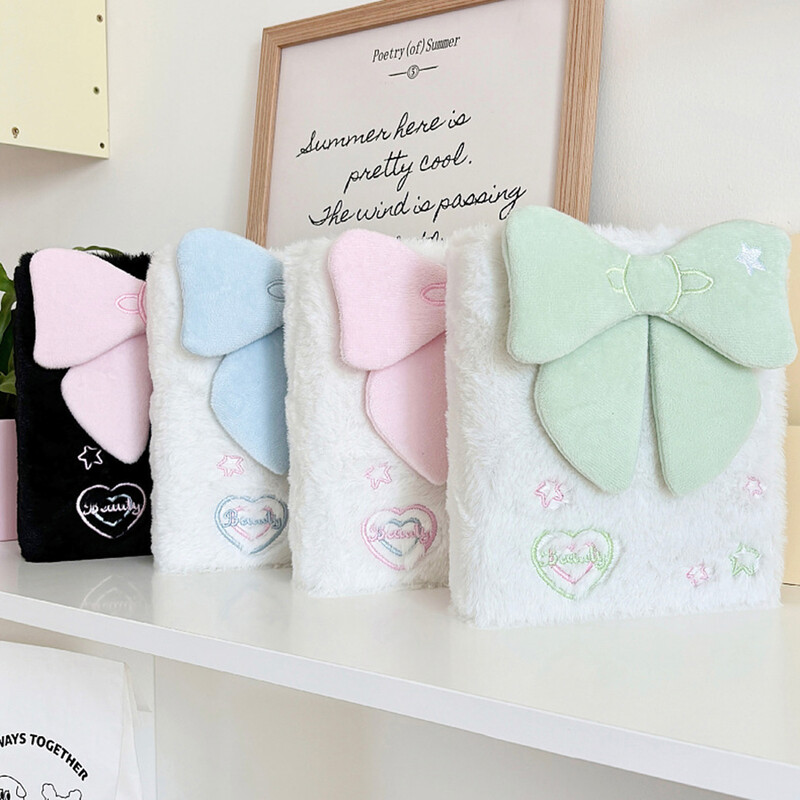 Drăguț de pluș pentru cartele foto, cu mâneci pentru carte Suport pentru cărți foto A6, cu 6 inele, album pentru cărți foto pentru cartea de colectare a cărților foto