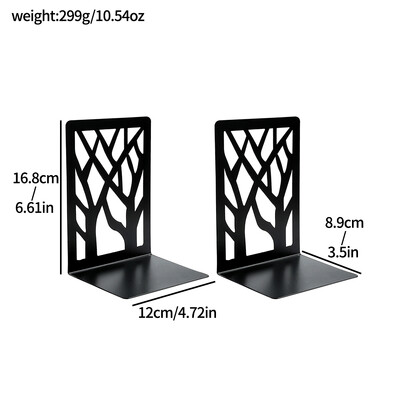 Обикновени книгоразделители със силует на сянка на дърво за декорация на рафтове Класически черно-бели краища на книги Поддържаща стойка Офис Студентски консумативи