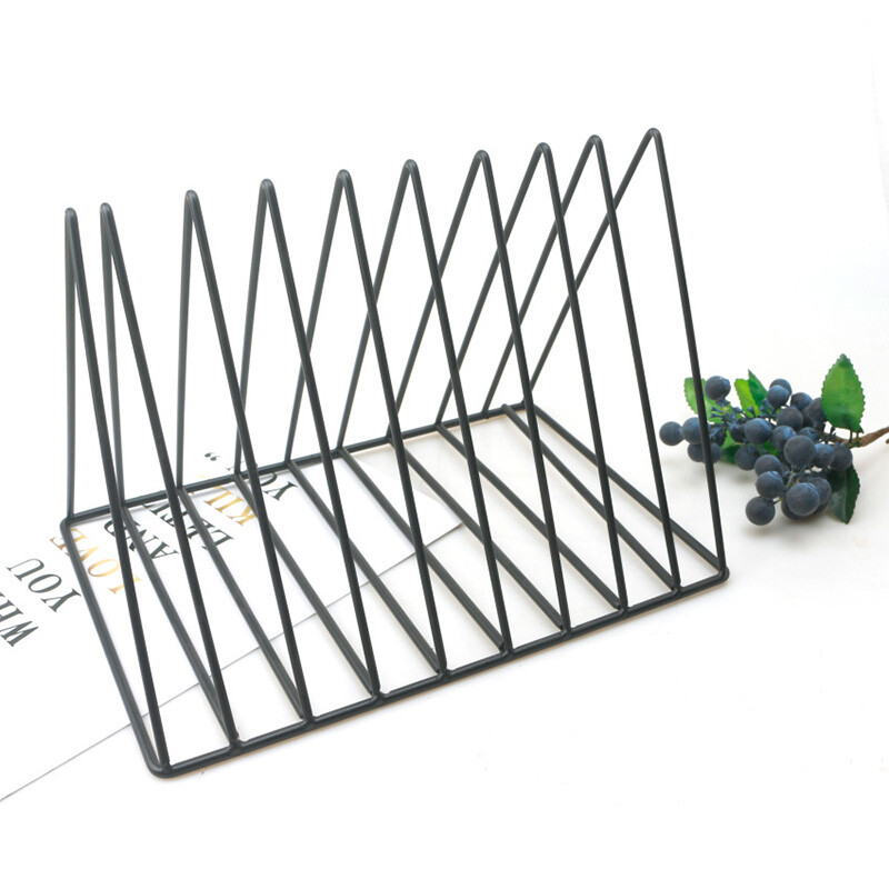 Suport de depozitare pentru cărți Raft pentru cărți de fier de birou Suport pentru discuri de vinil Suport pentru ziare negru Suport pentru reviste Organizator pentru papetărie pentru studenți