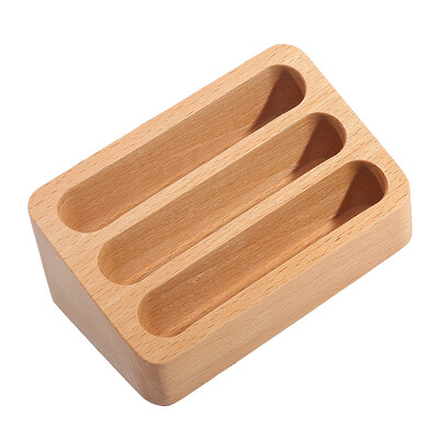 Suport de afișare pentru cărți de vizită de birou din lemn masiv Suport pentru note Cutie de depozitare Organizator de carduri din lemn de fag pentru birou