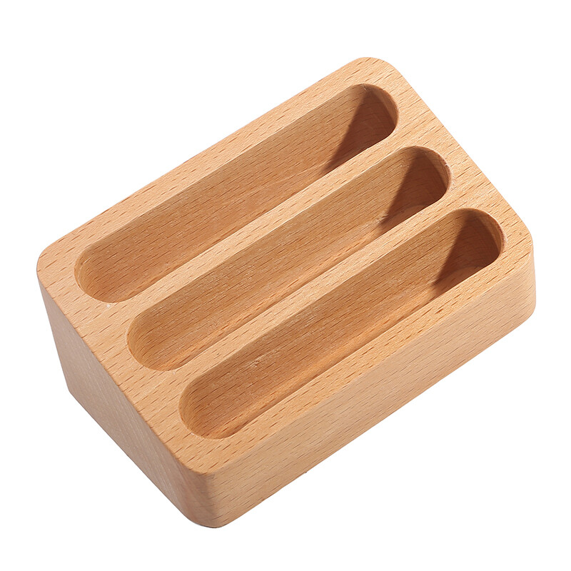 Suport de afișare pentru cărți de vizită de birou din lemn masiv Suport pentru note Cutie de depozitare Organizator de carduri din lemn de fag pentru birou