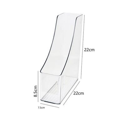 Organizator de reviste de birou, din plastic transparent, minimalist, cu un singur slot pentru depozitarea fișierelor și cărților