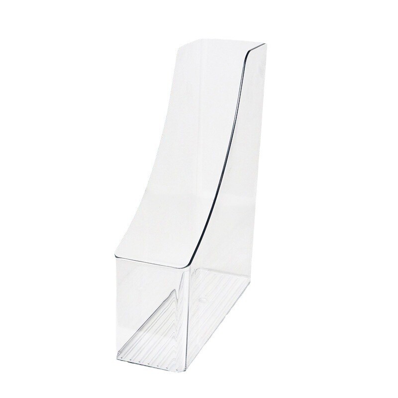 Organizator de reviste de birou, din plastic transparent, minimalist, cu un singur slot pentru depozitarea fișierelor și cărților