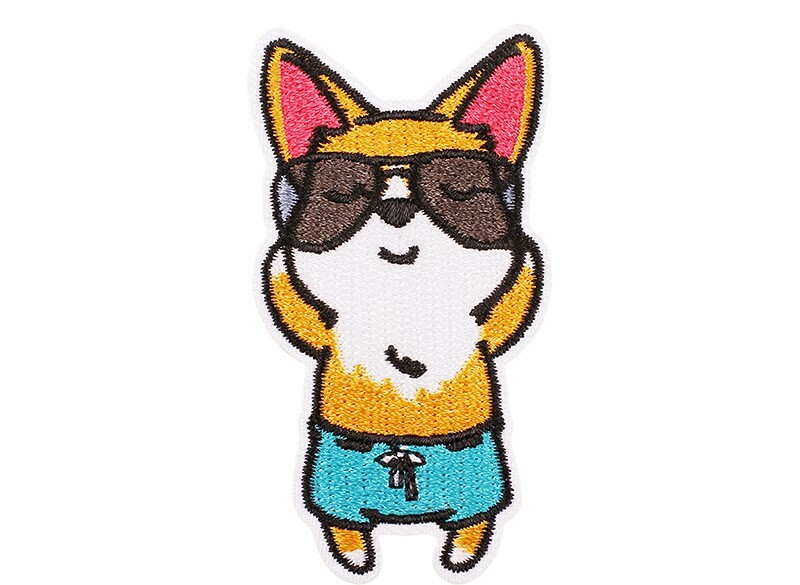 Arvutitikandid trükkimine koomiks piim teekoer tikandid kangaplaaster riidekoti kaunistus armas lemmikloomade plaaster