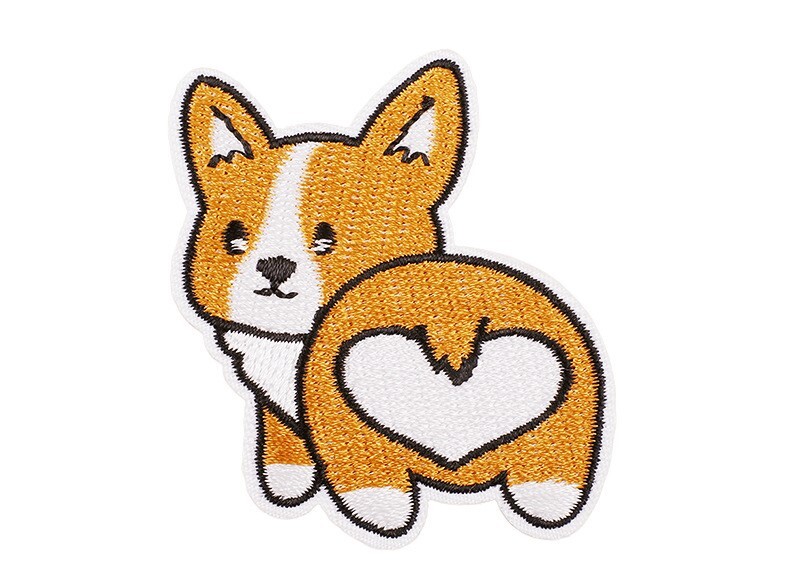 Arvutitikandid trükkimine koomiks piim teekoer tikandid kangaplaaster riidekoti kaunistus armas lemmikloomade plaaster