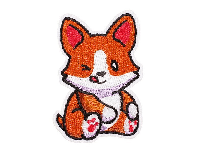 Arvutitikandid trükkimine koomiks piim teekoer tikandid kangaplaaster riidekoti kaunistus armas lemmikloomade plaaster