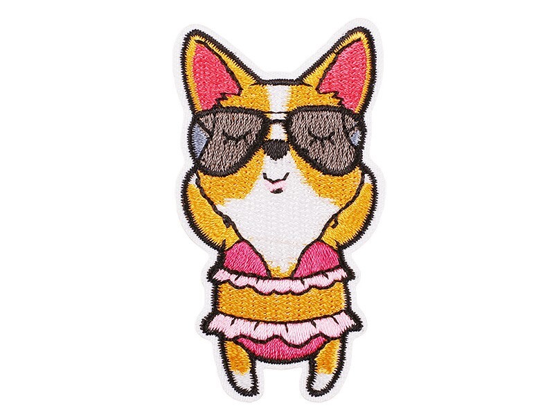 Arvutitikandid trükkimine koomiks piim teekoer tikandid kangaplaaster riidekoti kaunistus armas lemmikloomade plaaster