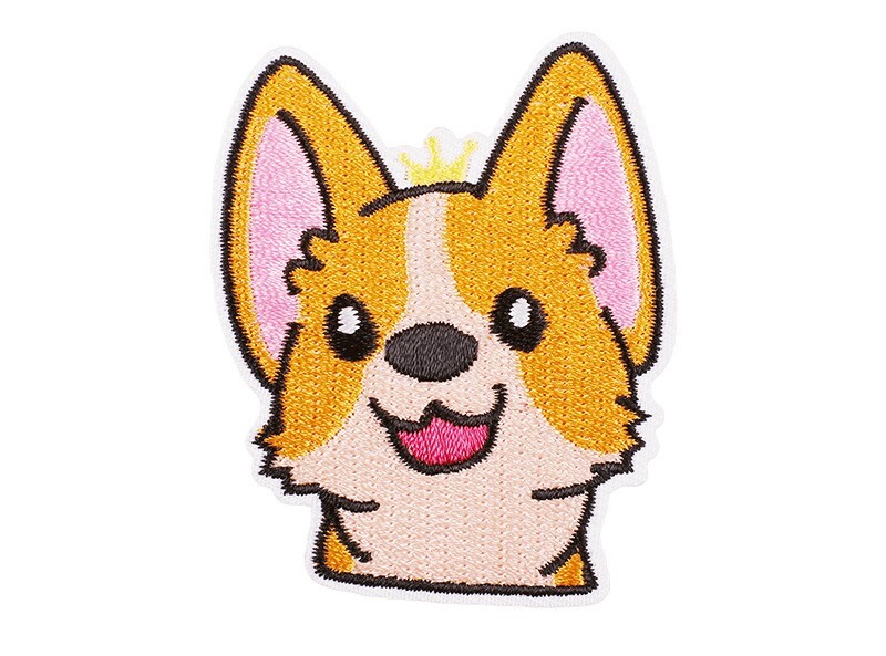 Arvutitikandid trükkimine koomiks piim teekoer tikandid kangaplaaster riidekoti kaunistus armas lemmikloomade plaaster