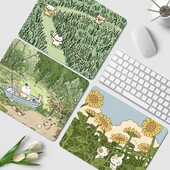 Зелена растителна подложка за бюро Сладка Kawaii подложка за мишка Малък офис Подложка за компютърно бюро Маса Клавиатура Голяма подложка за мишка Възглавница за лаптоп Нехлъзгаща се