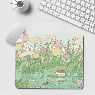 Зелена растителна подложка за бюро Сладка Kawaii подложка за мишка Малък офис Подложка за компютърно бюро Маса Клавиатура Голяма подложка за мишка Възглавница за лаптоп Нехлъзгаща се