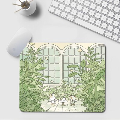 Зелена растителна подложка за бюро Сладка Kawaii подложка за мишка Малък офис Подложка за компютърно бюро Маса Клавиатура Голяма подложка за мишка Възглавница за лаптоп Нехлъзгаща се