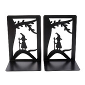 Suport de cărți cu vrăjitoare de copac de munte drăguț Capetele de cărți din metal negru Păstrați biroul ordonat Raft pentru cărți de Halloween Decorare raft cărți Stand Cadouri