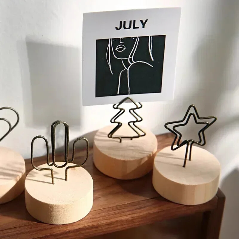 Kawaii atmintinės klipai mediniai kortelių laikikliai žinučių kortelių užrašų laikikliai Nuotraukų paveikslėlių Stovas Kanceliarinės prekės Biuro stalo tvarkyklės