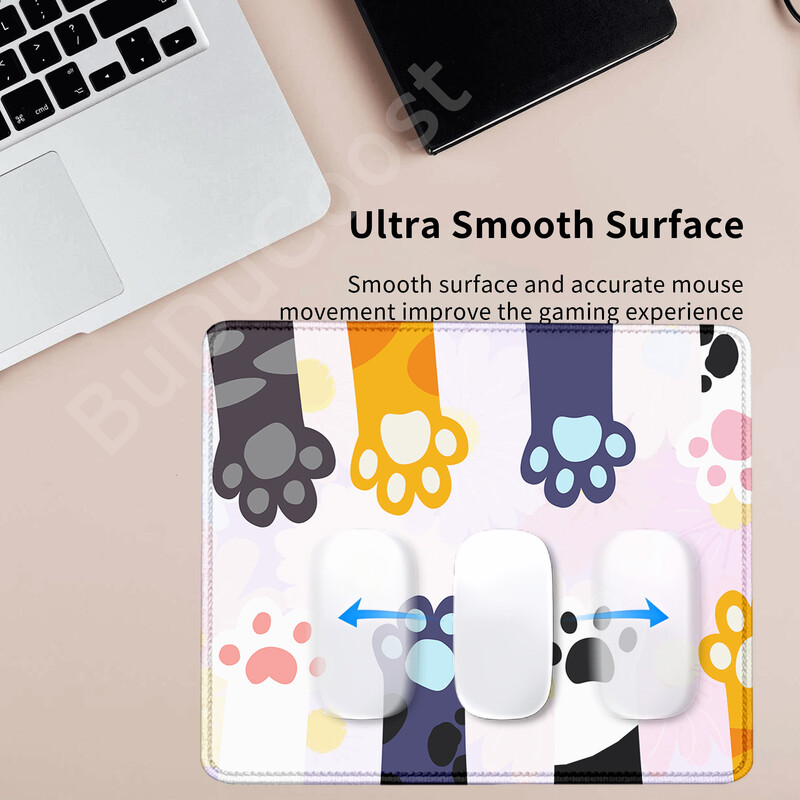 Cute Cat Paw Mouse Pad 18X22cm Cartoon ESports Game Tastatură Mouse Pad XS Kawaii Anti-alunecare Blocare Edge Deskmat Covor de dimensiuni mici