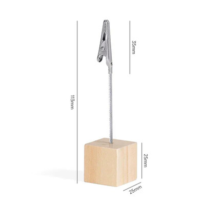 Метални квадратни щипки за бележки Дървен държач за визитни картички Стойка за дисплей със снимки Поставка за съобщения Поставка за бележки Органайзер за бюро за домашен офис