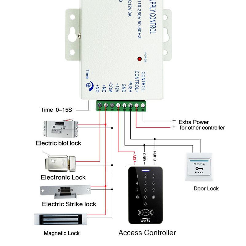 Електрическа заключваща ключалка с болтове Fail Safe Fail Secure Mode DC12V с регулируемо времезакъснение за контрол на достъпа Електронни брави