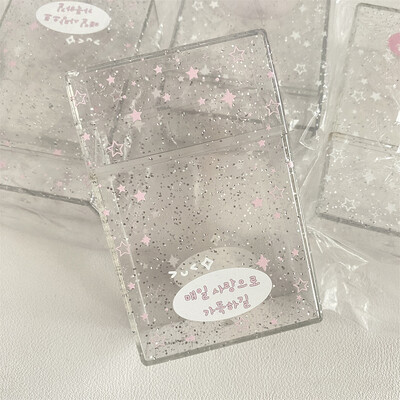INS Cutie de depozitare pentru carduri foto Sparkling Star Cutie transparentă Blingbling Container Idol Kpop Albume Cutie de depozitare foto Papetarie