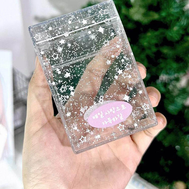 INS Cutie de depozitare pentru carduri foto Sparkling Star Cutie transparentă Blingbling Container Idol Kpop Albume Cutie de depozitare foto Papetarie