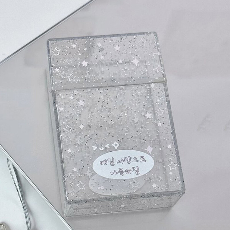 INS Cutie de depozitare pentru carduri foto Sparkling Star Cutie transparentă Blingbling Container Idol Kpop Albume Cutie de depozitare foto Papetarie