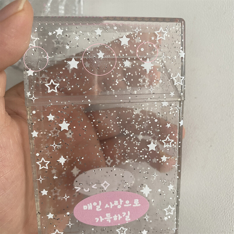 INS Cutie de depozitare pentru carduri foto Sparkling Star Cutie transparentă Blingbling Container Idol Kpop Albume Cutie de depozitare foto Papetarie