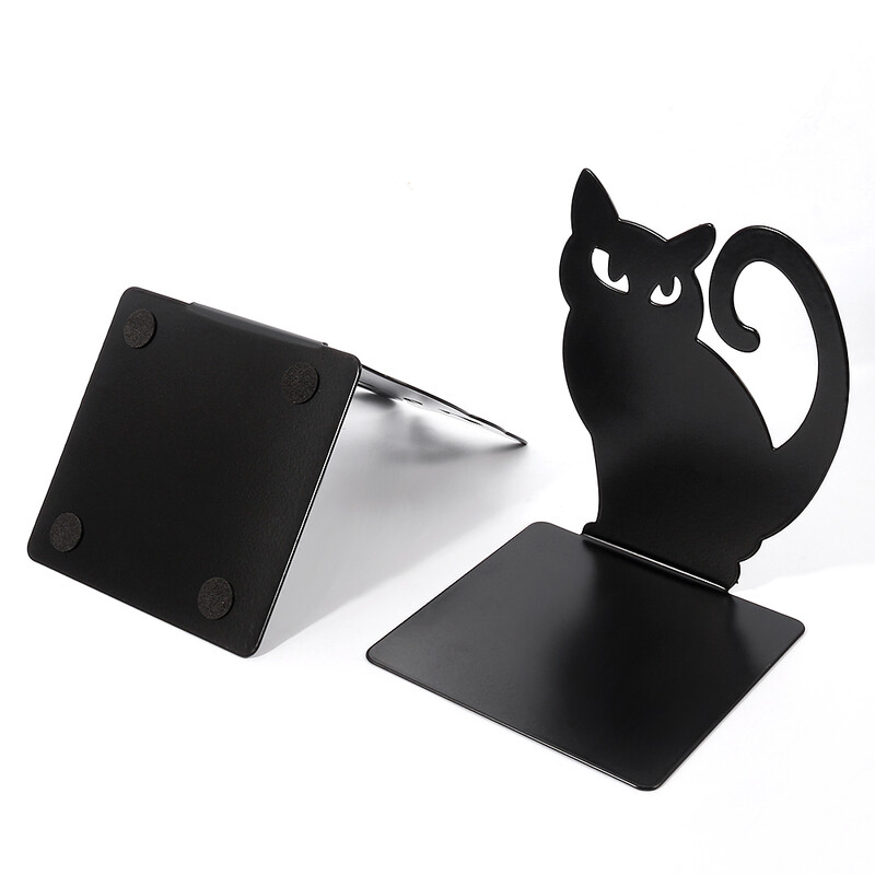 Black Cat Završeci za knjige Teški stalak za knjige Polica Stalak za knjige Željezni držači za knjige Stalak Željezni organizator Knjiga Kućni stol Pribor
