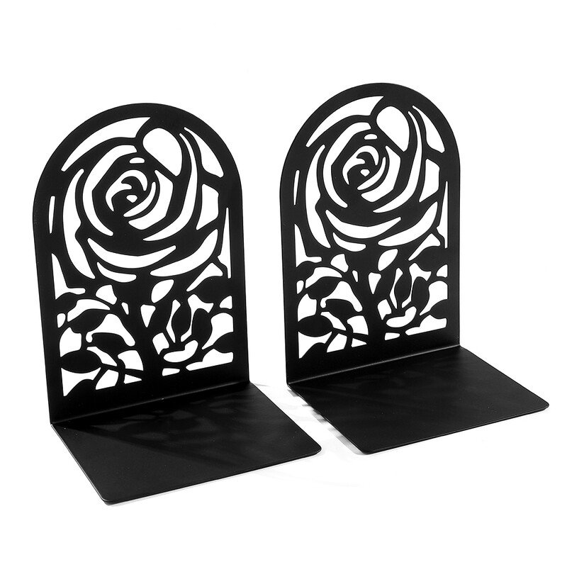 Suport cărți din metal trandafir Romance Hollow Flower Book Suport Office Schoolroom Decoration Book organizează Rechizite Accesorii pentru birou